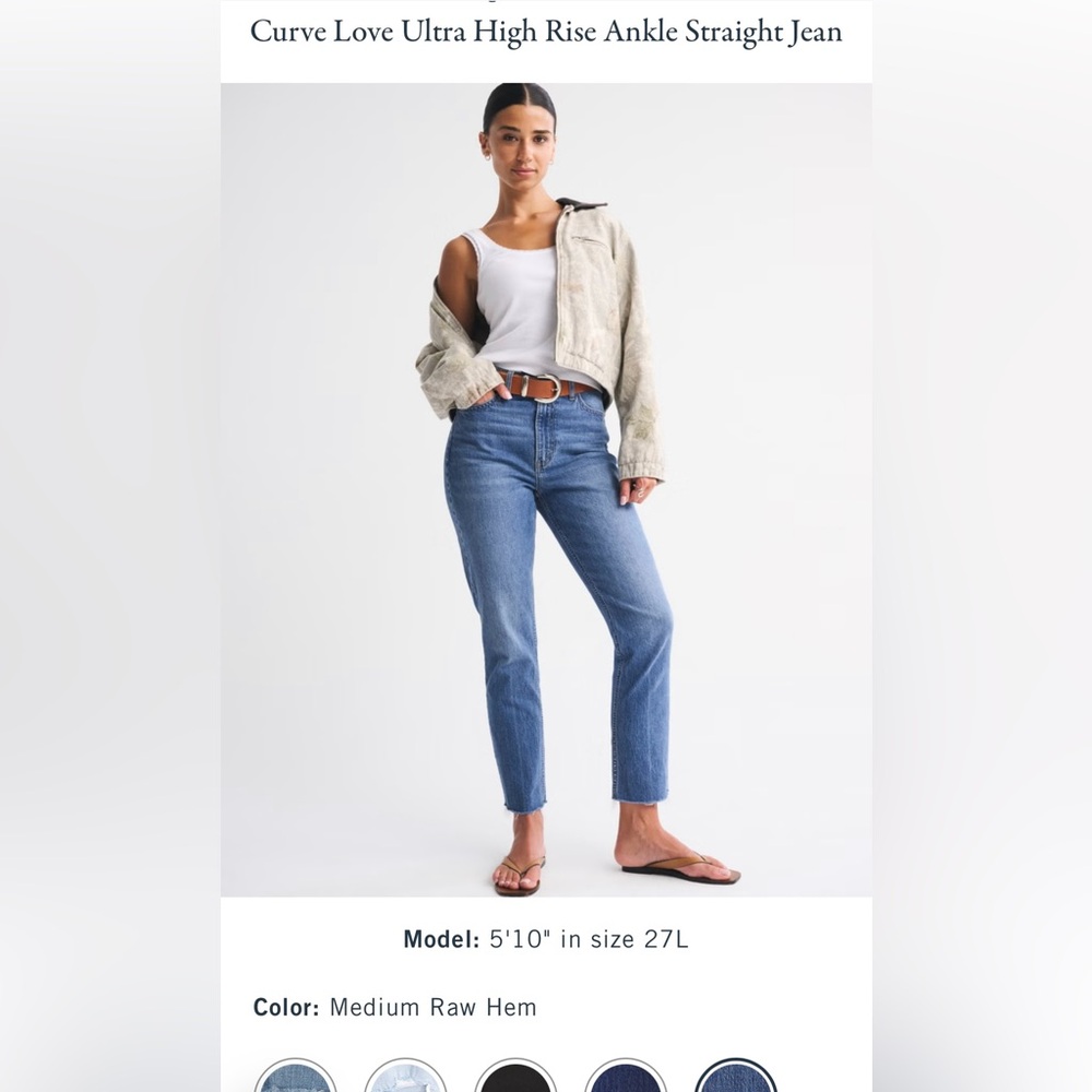 Abercrombie Curve Love Ultra High Rise Ankle Straight Jeans